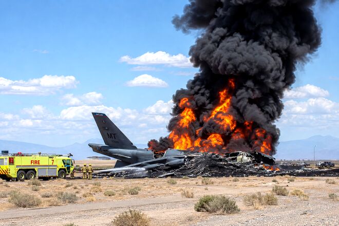 سقوط مرگبار بمب‌افکن B-52 آمریکا در کالیفرنیا