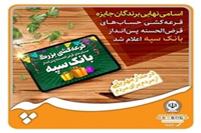  اسامی نهایی برندگان جشنواره حساب‌های قرض‌الحسنه پس‌انداز بانک سپه اعلام شد 