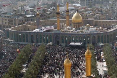 کاروان شهدای حمله تروریستی برای انتقال به ایران ازشهر حله عراق تشییع شد