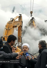 بازدید رییس جمهور از محل حادثه ساختمان پلاسکو 