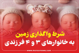 اینفوگرافیک/شرط واگذاری زمین به خانوارهای 3 و4 فرزندی