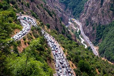 ترافیک سنگین در محور چالوس مسیر جنوب به شمال 